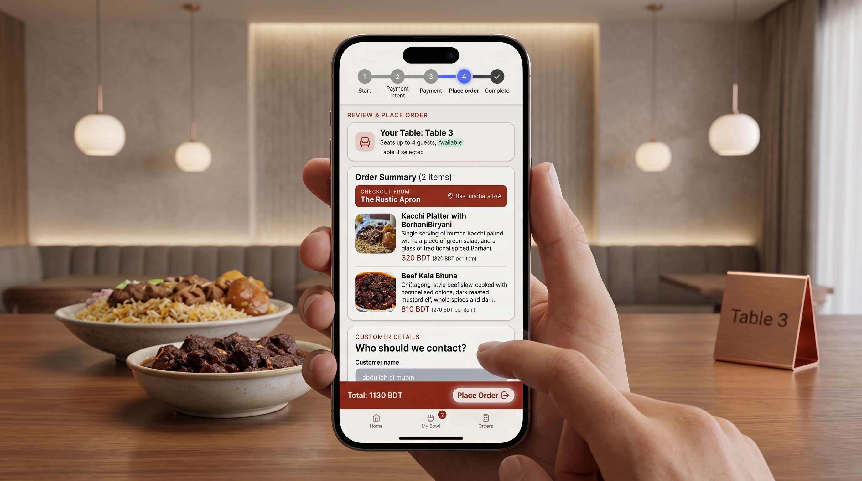 A diner placing an order on a phone