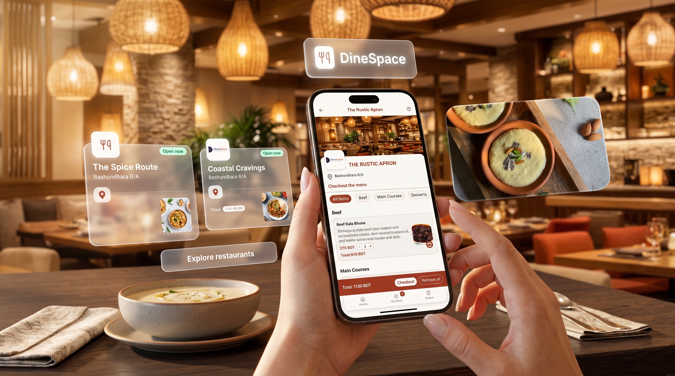 A diner looking through restaurant options